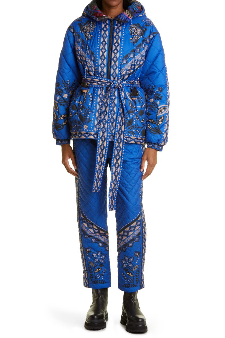 Macaw Forest Quilted Ankle Pants, Alternate, color, MACAW FOREST BLACK