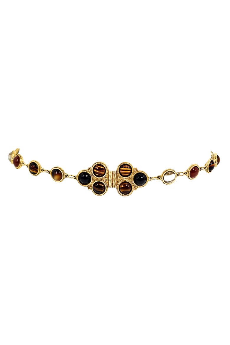 Vintage 1970 Cabochon Chain Belt, Alternate, color, Gold