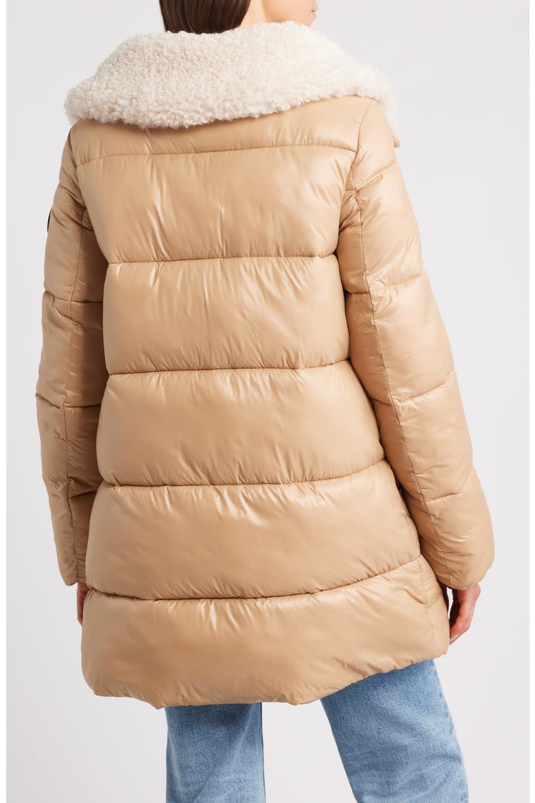 Bonita Faux Shearling Collar Puffer Jacket, Alternate, color, BISCUIT BEIGE