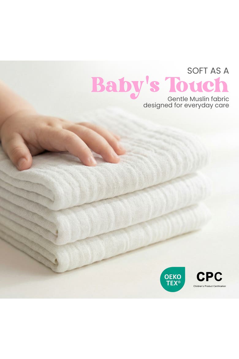 Muslin Baby Washcloths, Alternate, color, White