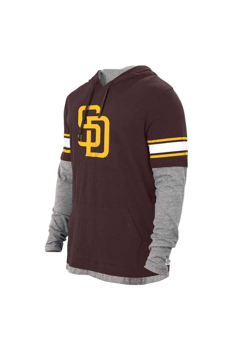 Men's New Era Brown San Diego Padres Twofer Pullover Hoodie, Alternate, color, Brown