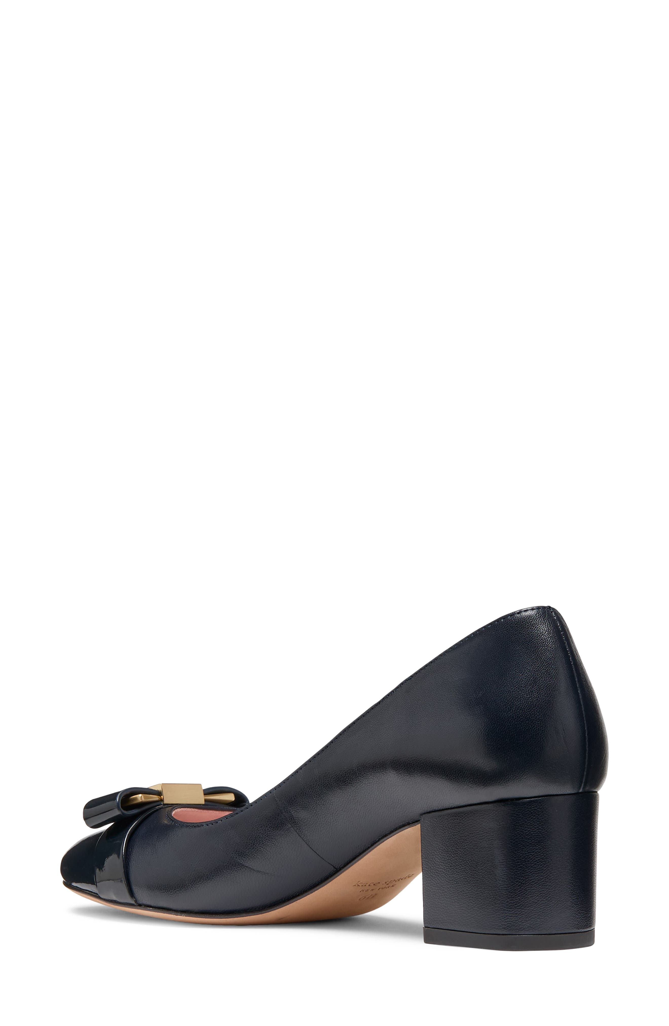 Kate Spade New York bowdie cap toe pump, Alternate, color, Captain Navy