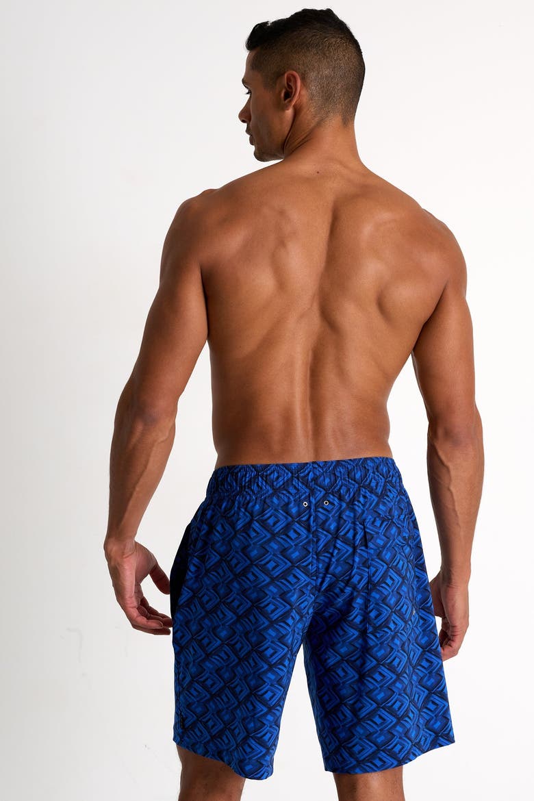 Long fit stretch swim trunks, Alternate, color, Print