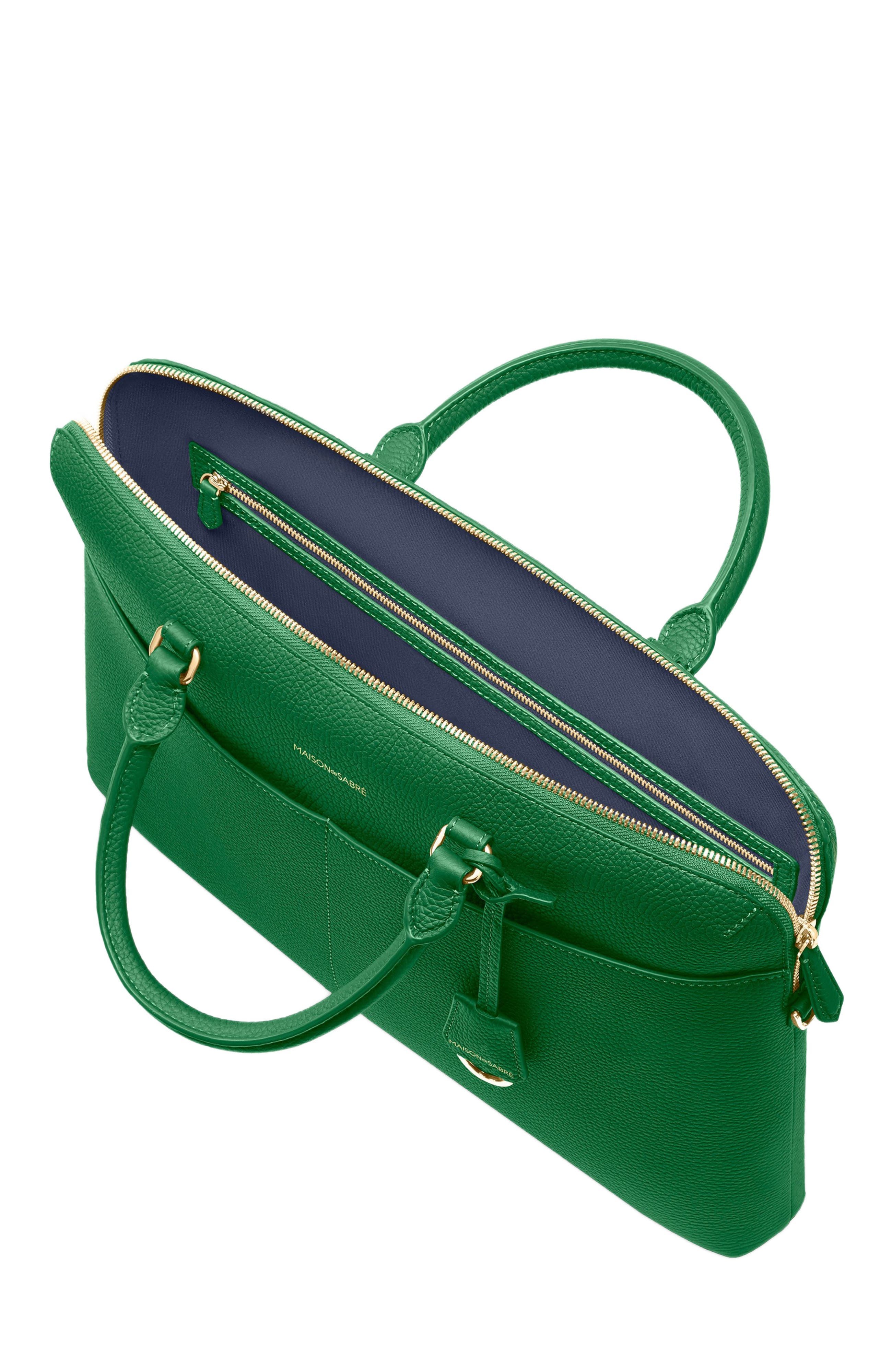 Leather Laptop Bag, Alternate, color, Emerald Green