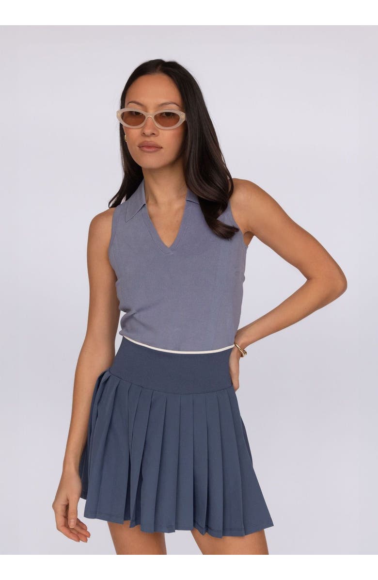 Fore-té Club Attire Juliette Collared Tank, Main, color, Lavender Steel