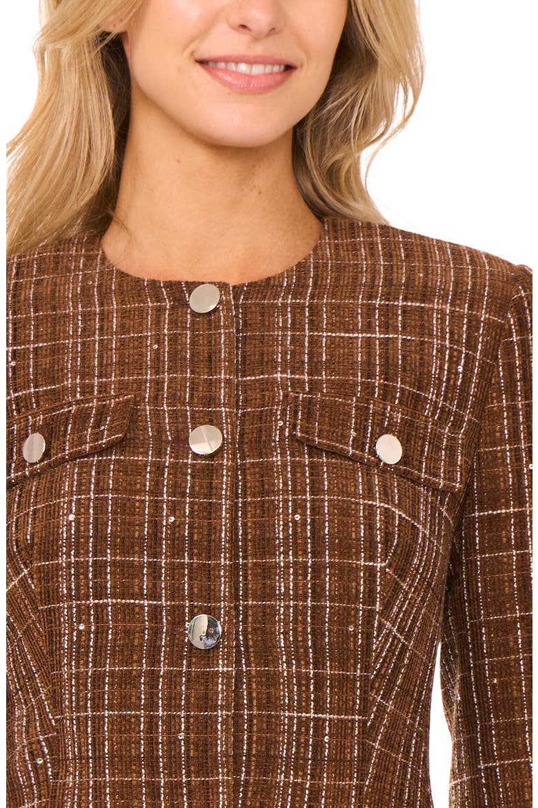 Collarless Tweed Jacket, Alternate, color, POTTING SOIL