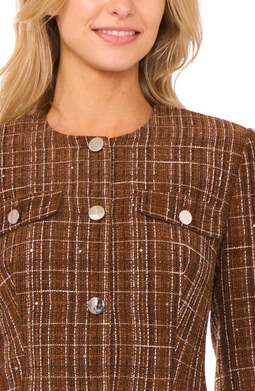 Ted Baker Collarless Tweed Jacket In Brown