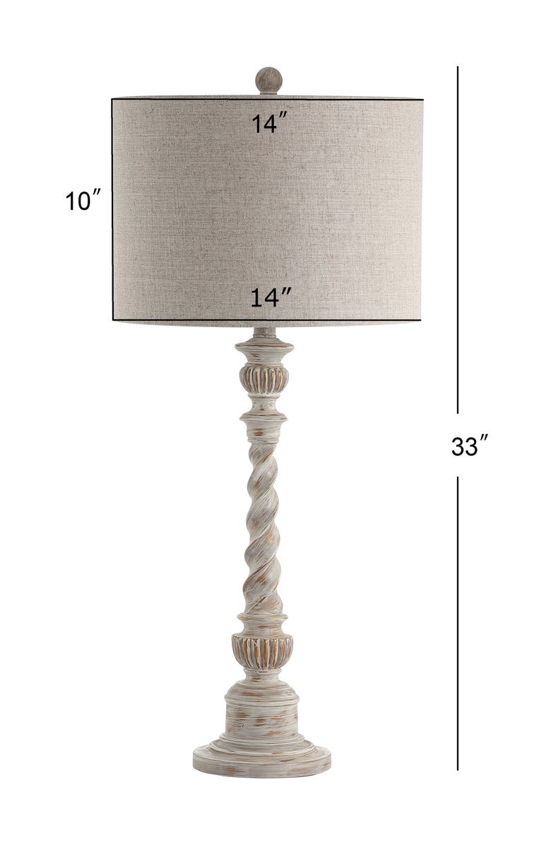 JONATHAN Y Regent 33" Rustic Resin LED Table Lamp, White Wash, Alternate, color,