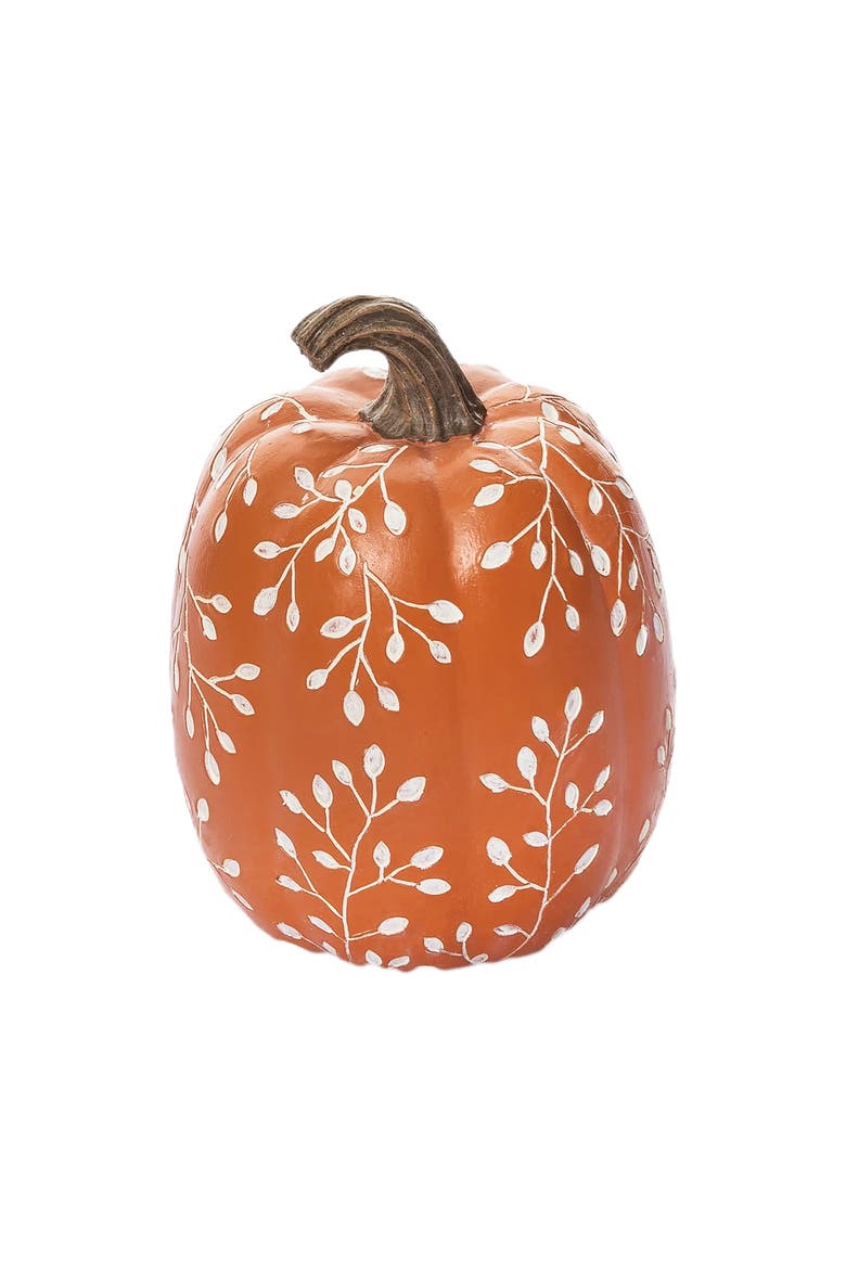 Orange Pumpkin Decorative Fall Figurine 4.53"  x 6.02", Main, color, Orange