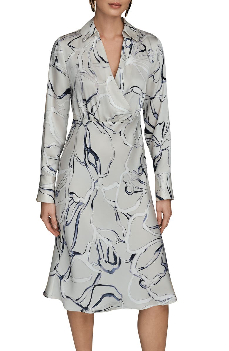 Donna Karan New York Long Sleeve Print Dress, Alternate, color, Vellum Mul