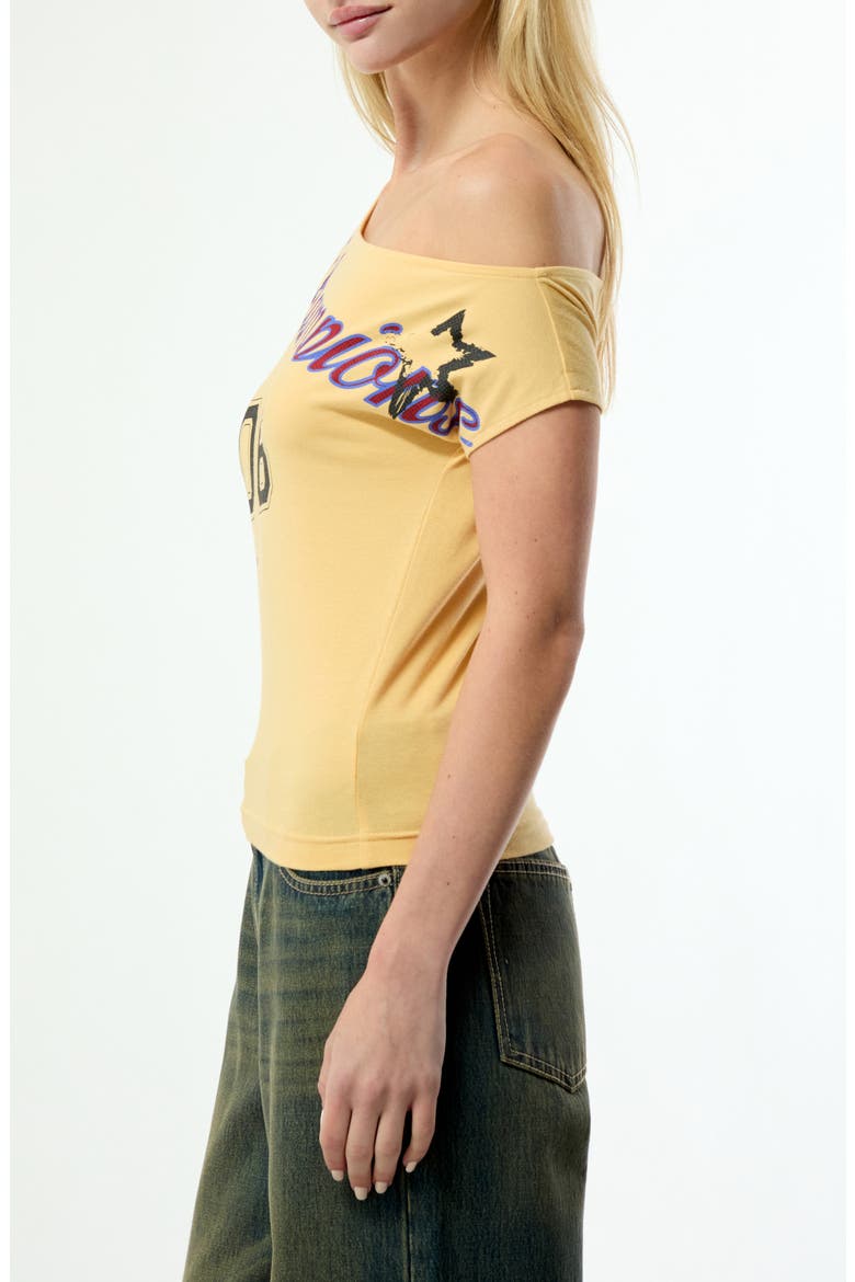 Champion Off the Shoulder T-Shirt, Alternate, color, TAN