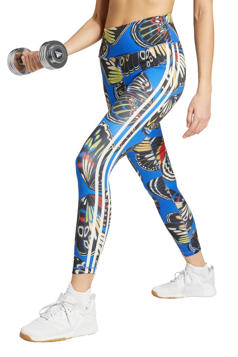 x FARM Rio Print 3-Stripes Leggings, Main, color, BLACK/HIRB