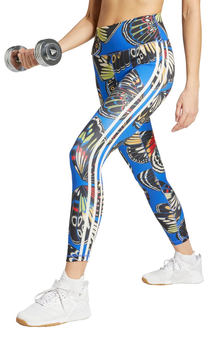 ADIDAS X FARM RIO x FARM Rio Print 3-Stripes Leggings, Main, color, Black/Hirb