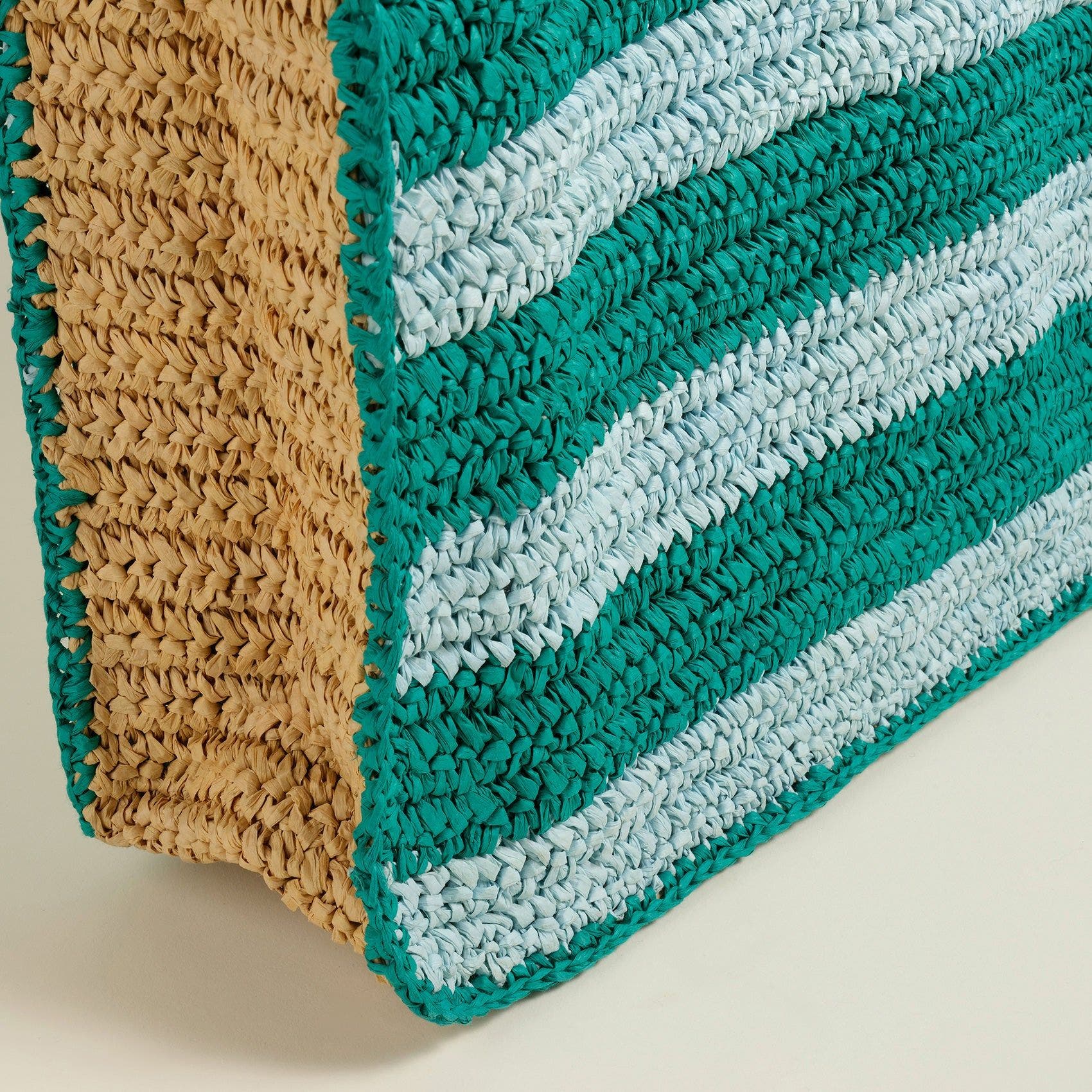 Zsa Zsa Zsu Delhi 100% Raffia Shoulder Bag 17X14 In, Alternate, color, Blue-Green