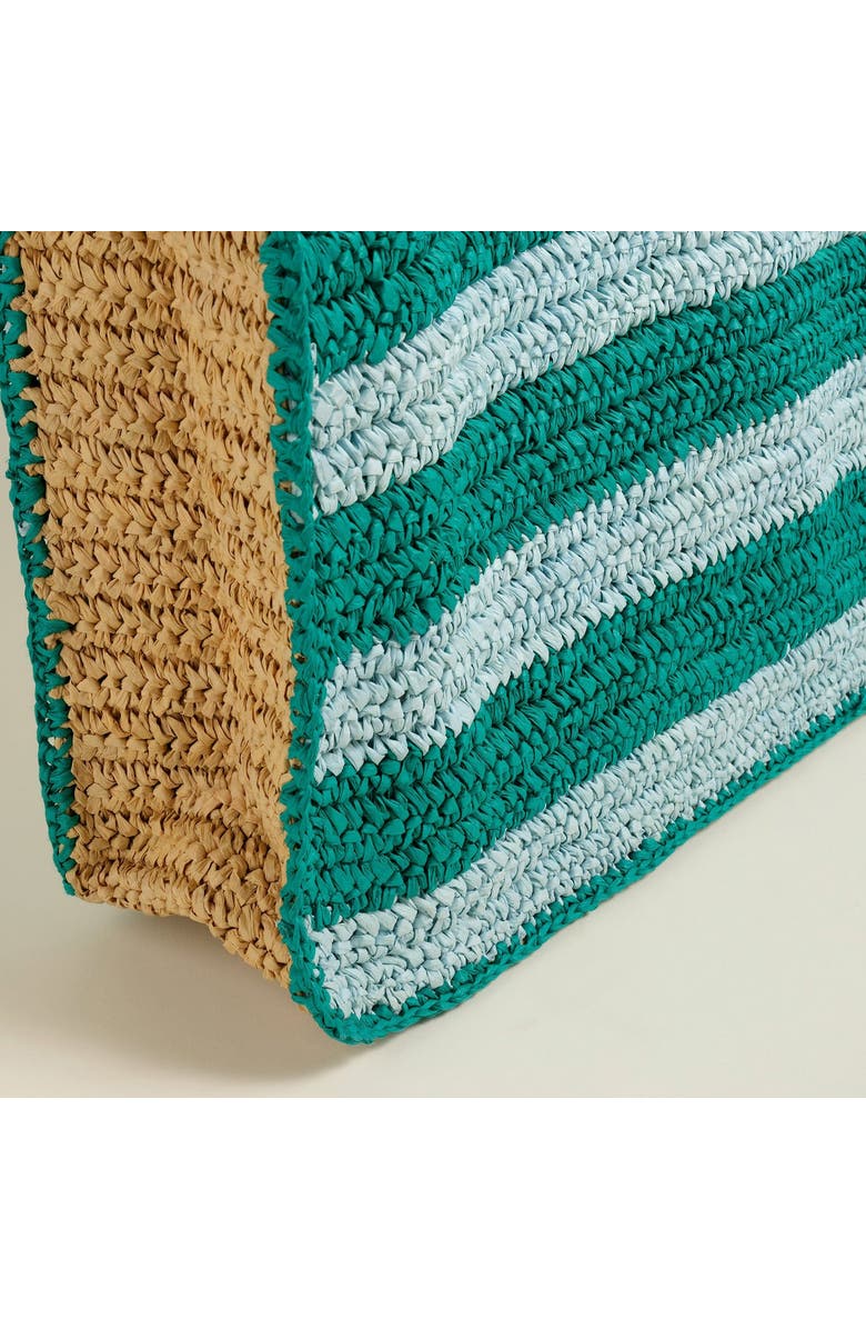 Zsa Zsa Zsu Delhi 100% Raffia Shoulder Bag 17X14 In, Alternate, color, Blue-Green