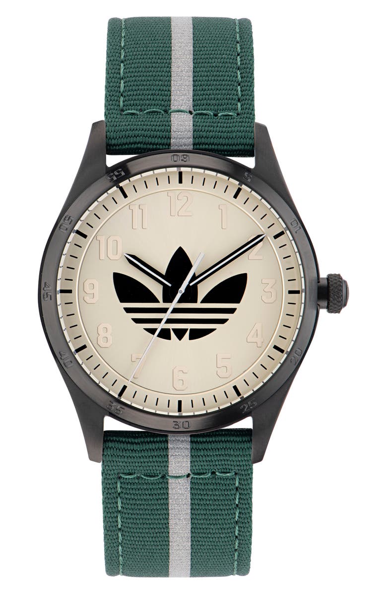 adidas Code Four Nylon Strap Watch, 42mm, Main, color,