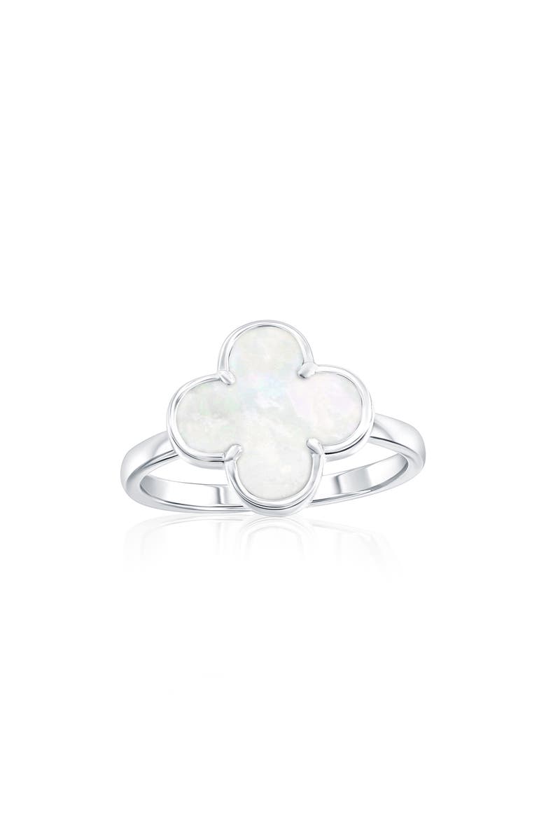 SIMONA Mother-of-Pearl Clover Ring, Main, color, Silver