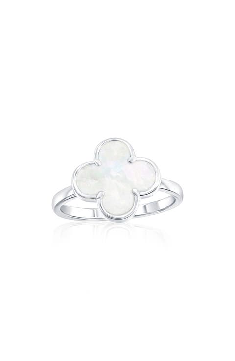 Mother-of-Pearl Clover Ring