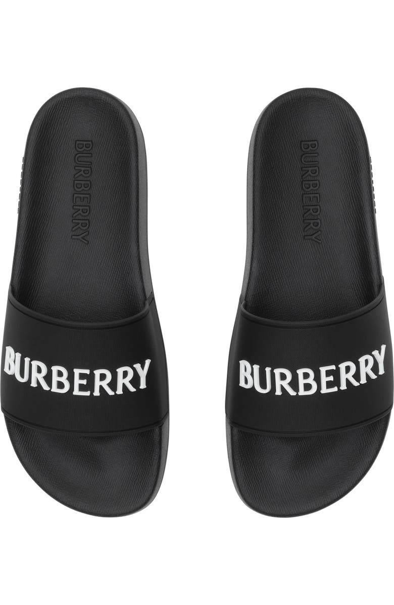 Burberry Furley Slide Sandal, Alternate, color, Black/ White