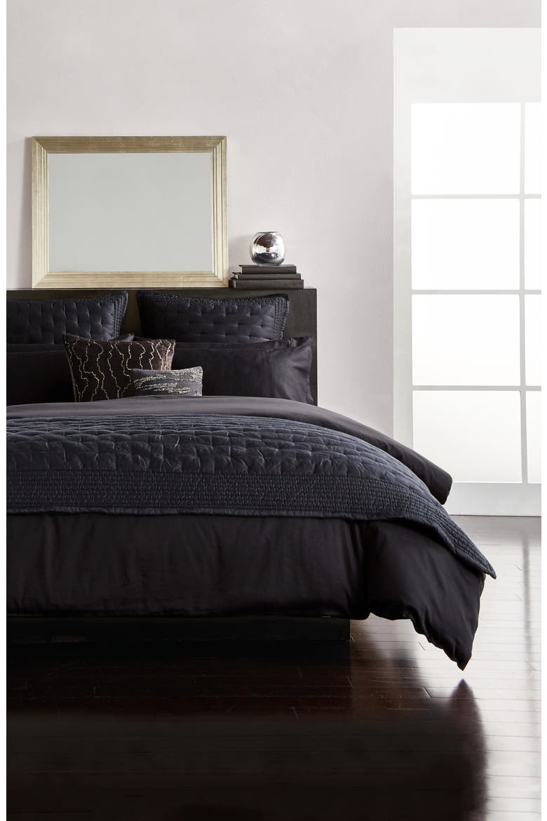 Indulgence Cotton & Silk Duvet Cover & Sham Set, Main, color, BLACK