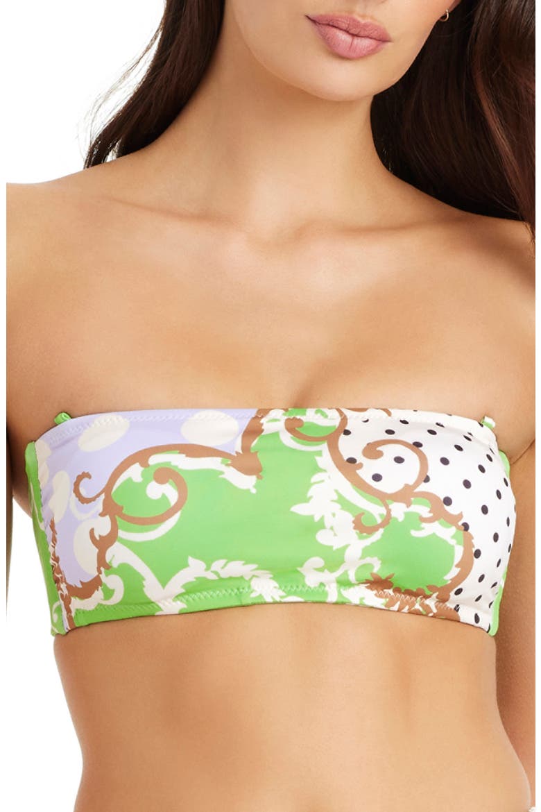 Reversible Bandeau Bikini Top with Removable Straps, Alternate, color, GREEN MULTI