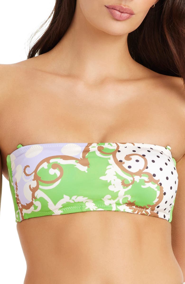 Sanctuary Reversible Bandeau Bikini Top with Removable Straps, Alternate, color, Green Multi