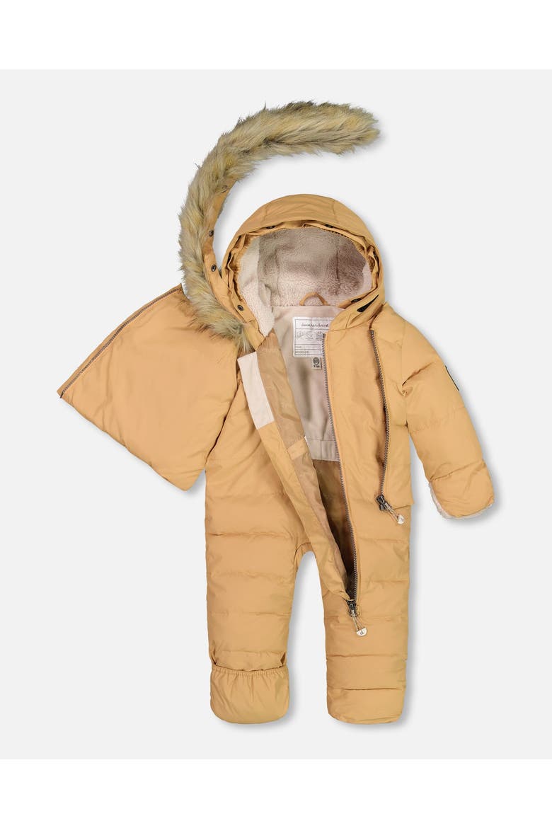 Baby Boy's One Piece Baby Hooded Snowsuit Doe Designed For Car Seat, Alternate, color, Doe