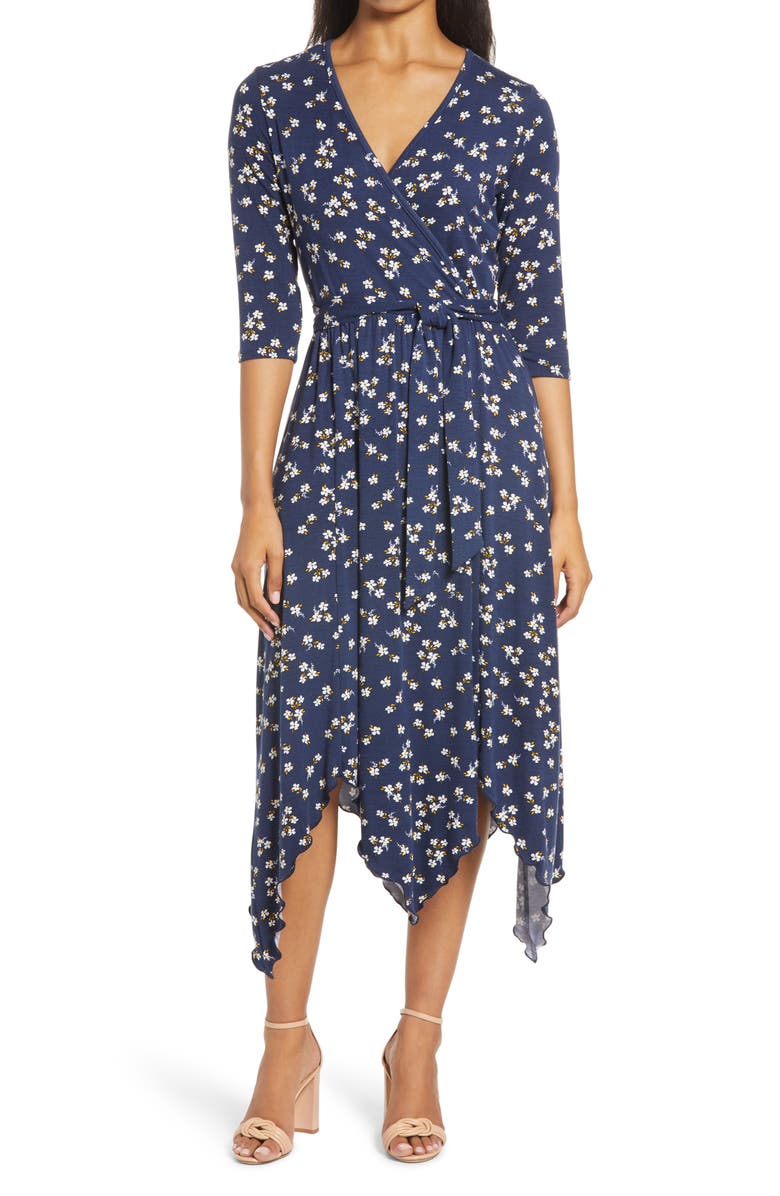 Loveappella Loveapella Faux Wrap Midi Dress, Main, color,