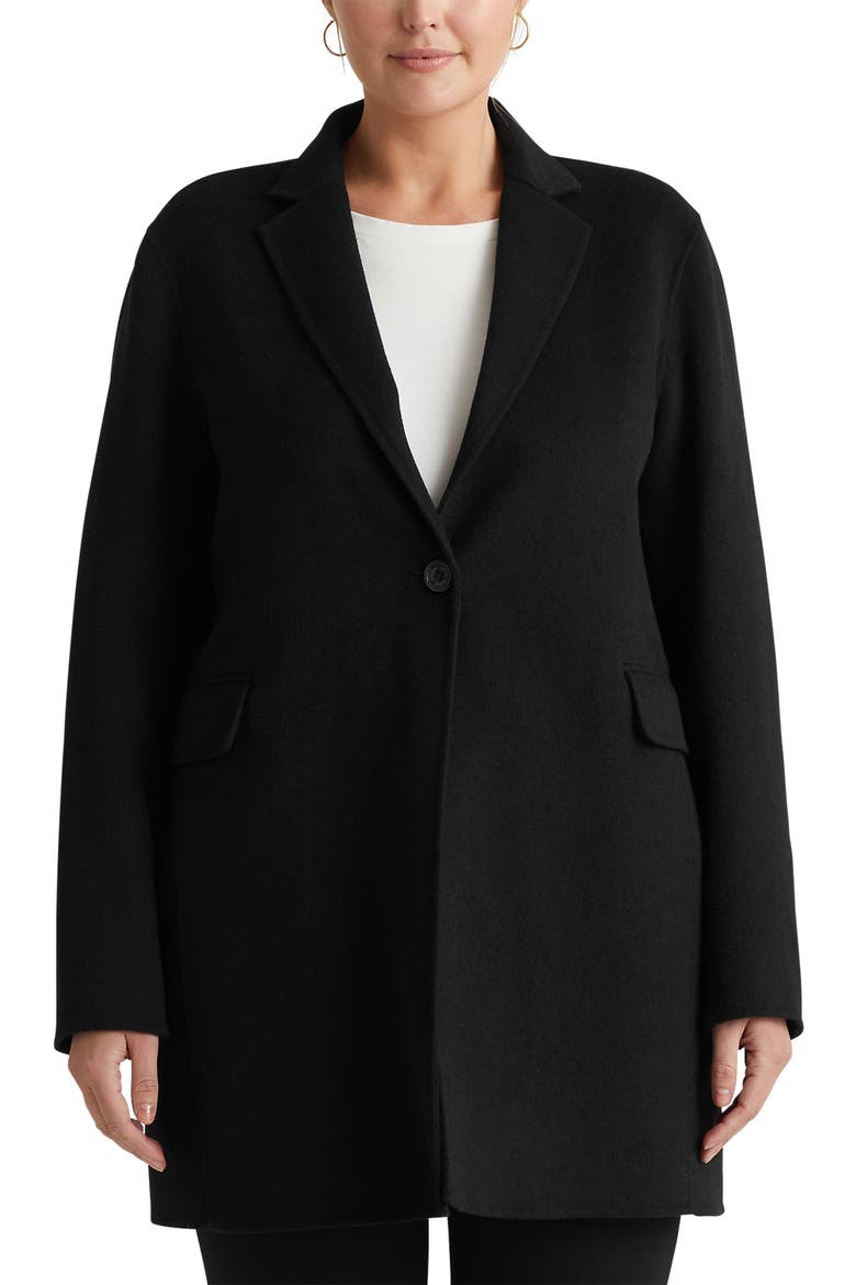 Double Face Wool Blend Jacket, Main, color, BLACK