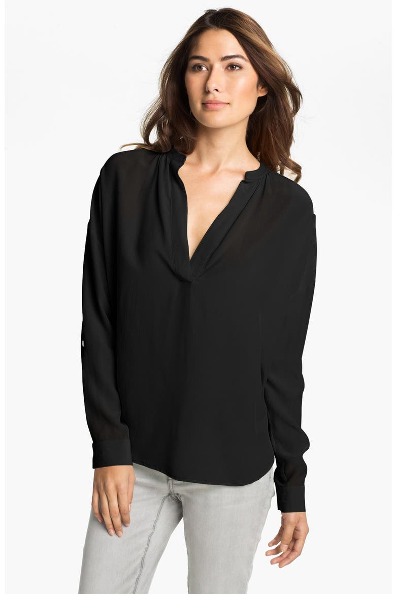 Split Neck Tunic Blouse, Main, color, RICH BLACK