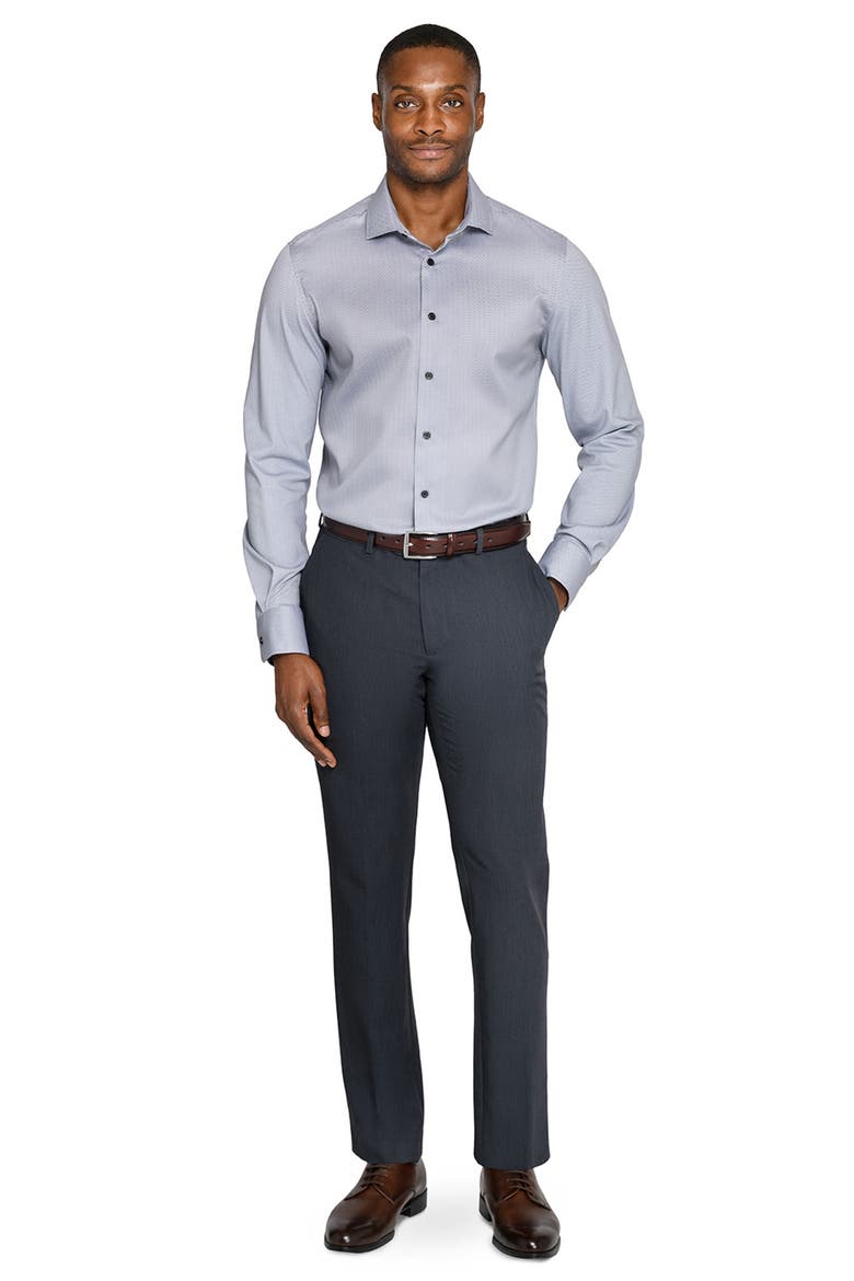 Slim Fit Stripe Duo Reworked Cotton Dress Shirt, Alternate, color, BLACK/ WHITE