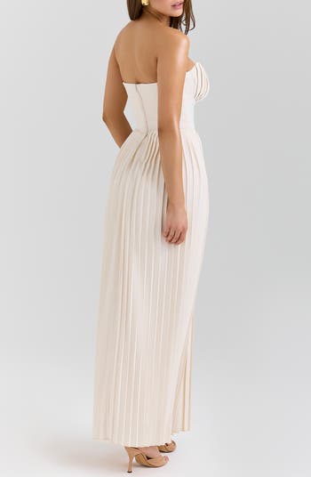 Marcella Strapless Pleated Georgette Gown