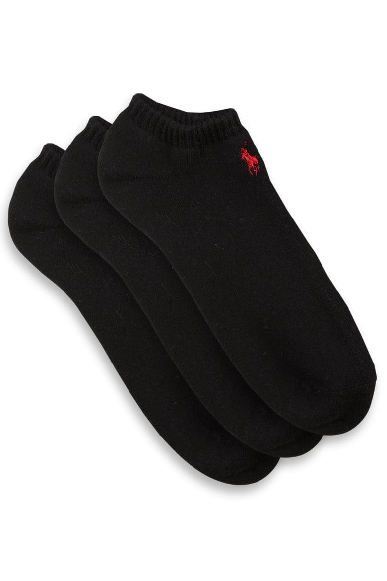 Big & Tall 3-pk Classic Sport Ped Socks, Main, color, BLACK
