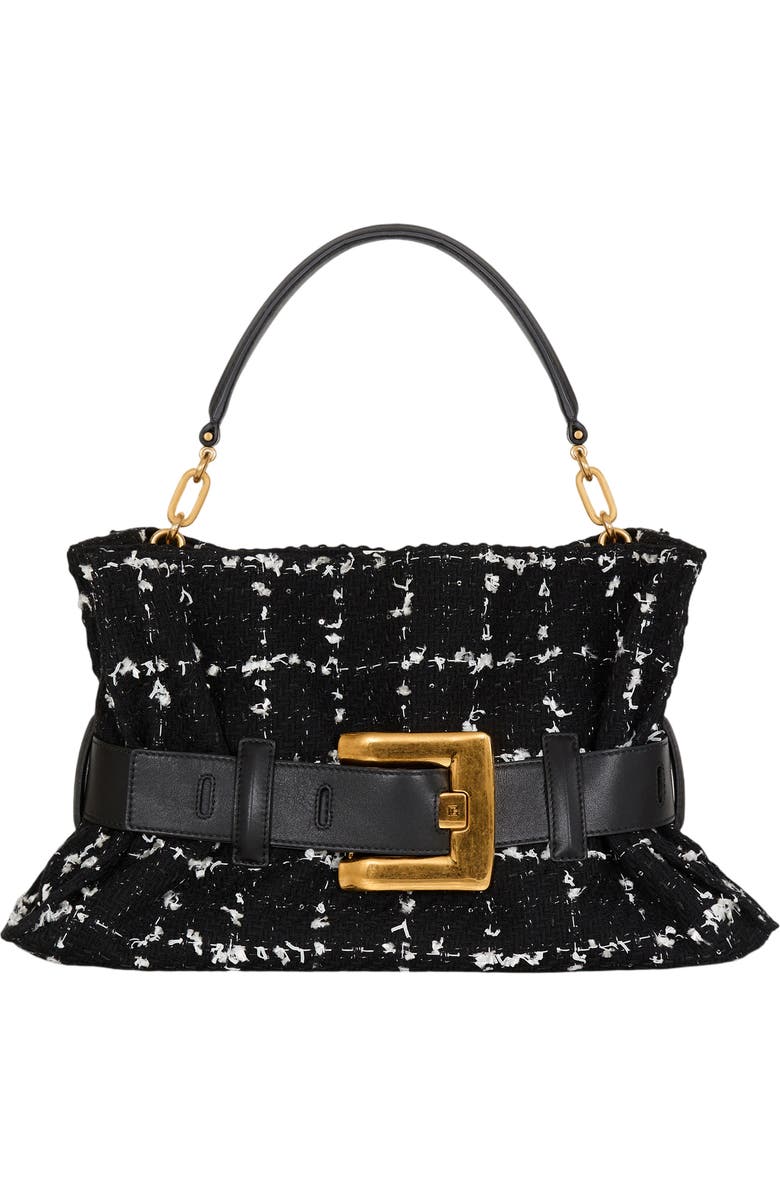 Balmain Medium Anthem bag in tweed, Main, color, Black