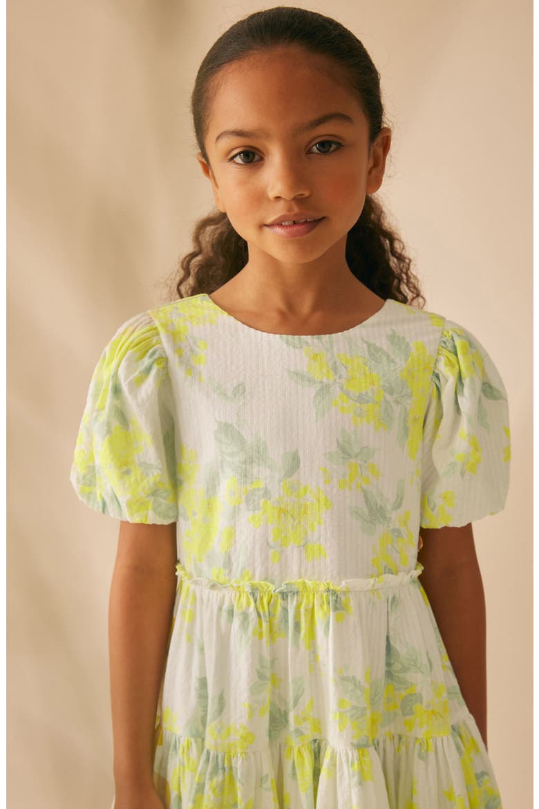 Apple Blossom Print Seersucker Dress, Alternate, color, YELLOW