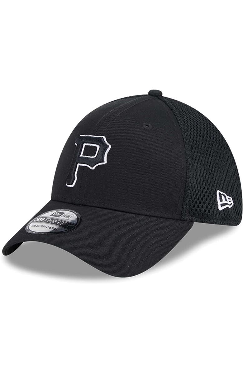 New Era Men's New Era Pittsburgh Pirates Evergreen Black & White Neo 39THIRTY Flex Hat, Alternate, color, 