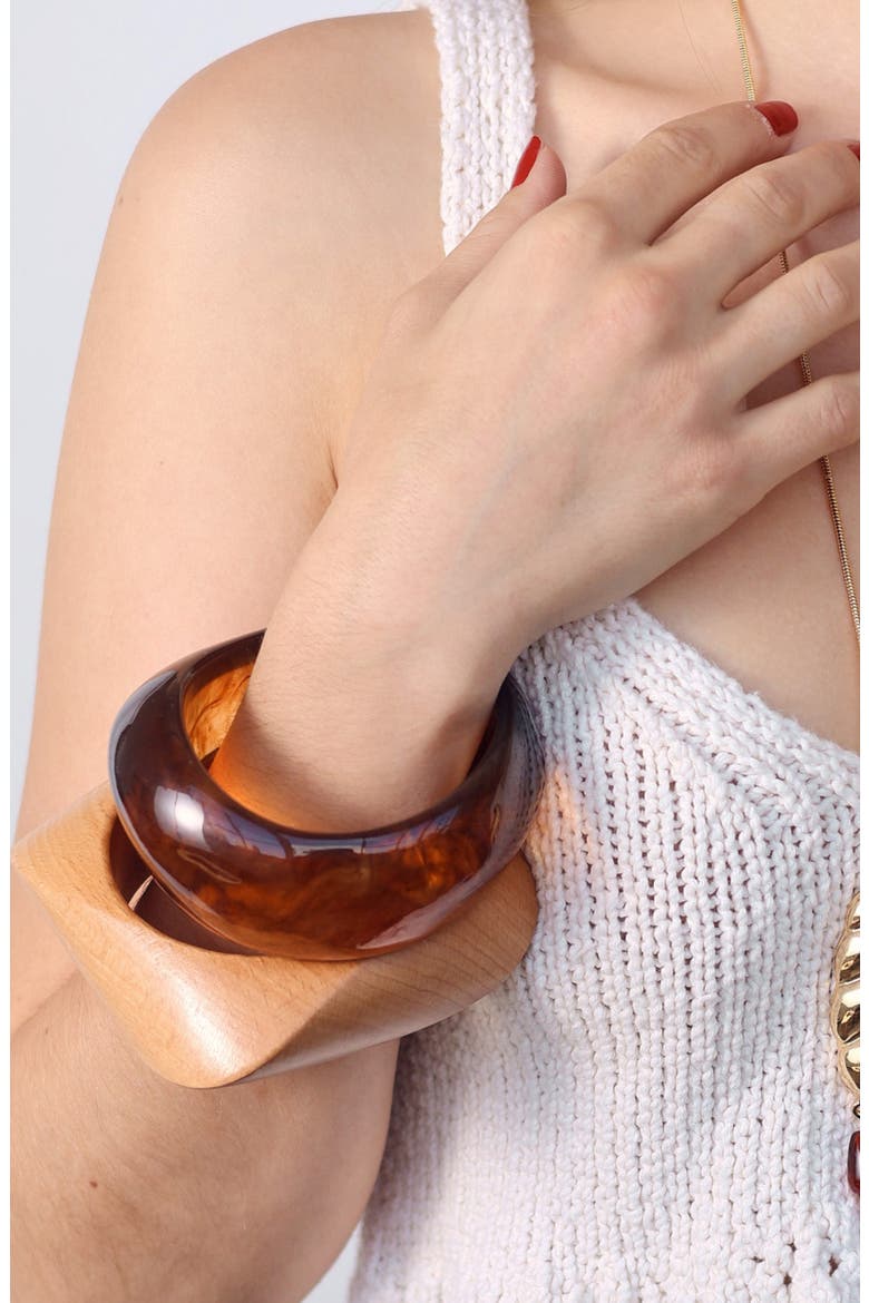 Resin Cuff Bracelet, Alternate, color, TORTOISE
