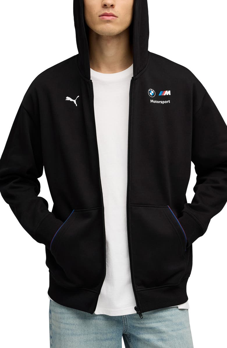 PUMA x BMW M Motorsport Graphic Zip-Up Hoodie, Main, color, Puma Black