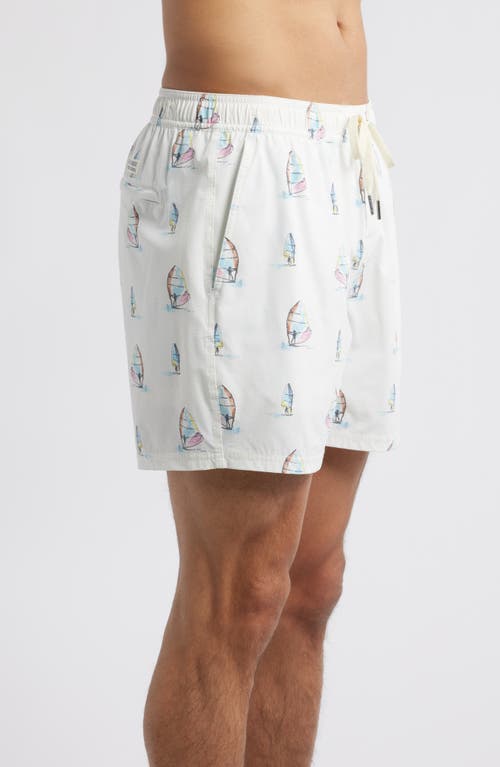 Fair Harbor The Bungalow Water Repellent Swim Trunks In White Windsurfer