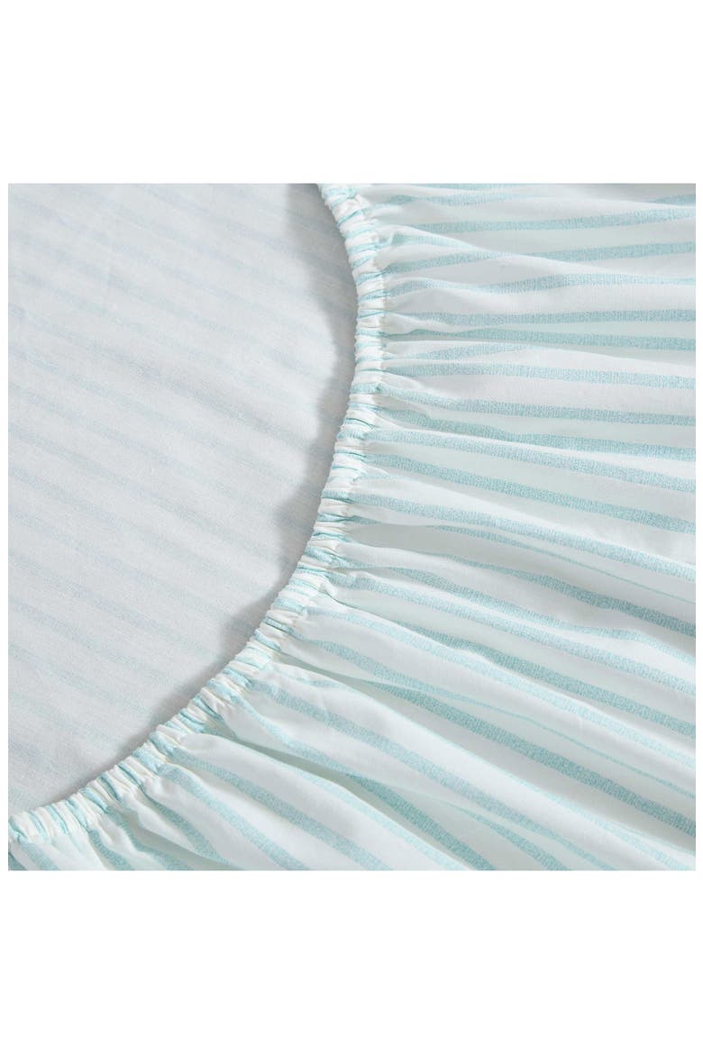 Cool Beach Stripe Cotton Percale Sheet Set, Alternate, color, TURQUOISE-AQUA