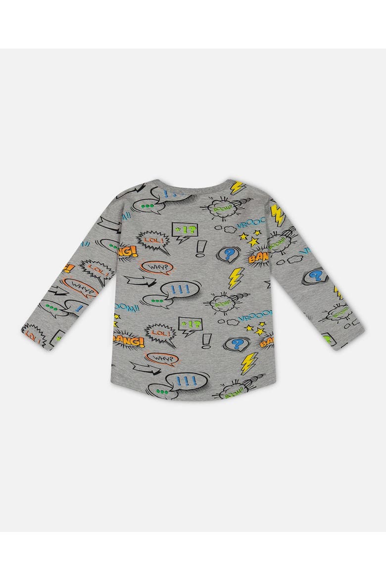 Little Boy's Long Sleeve Printed T-Shirt Gray Mix, Alternate, color, Light Heather Grey