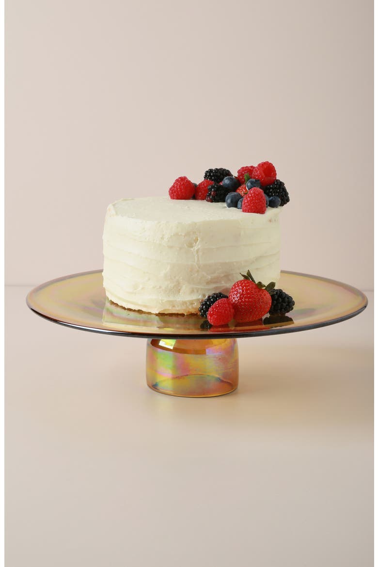 Glass Cake Stand, Alternate, color, AMBER