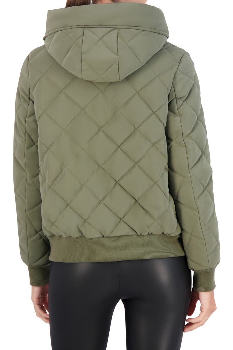 Water Resistant Hooded Quilted Bomber Jacket, Alternate, color, LIGHT OLIVE