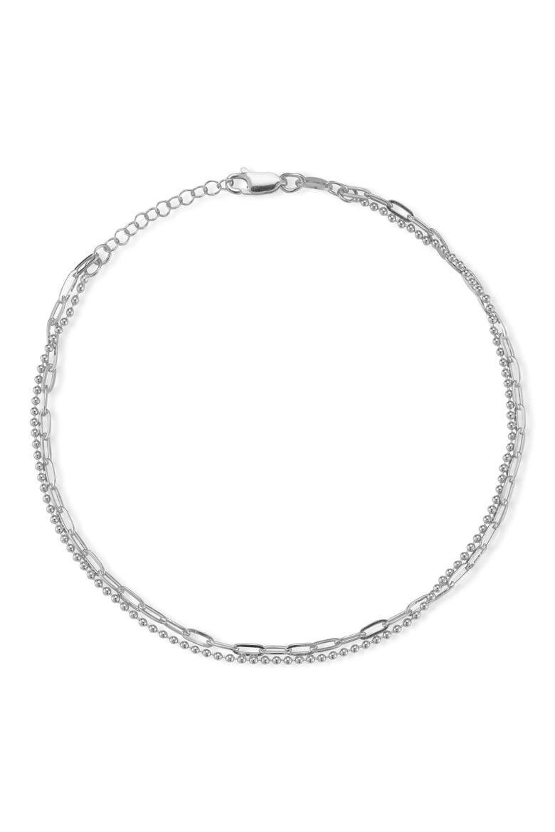 Layered Chain Anklet, Main, color, SILVER
