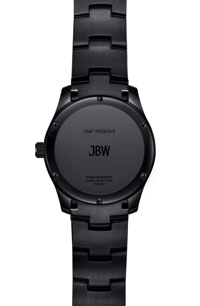 JBW Reserve Jet Setter GMT Bracelet Watch, 39mm, Alternate, color, Black / Purple