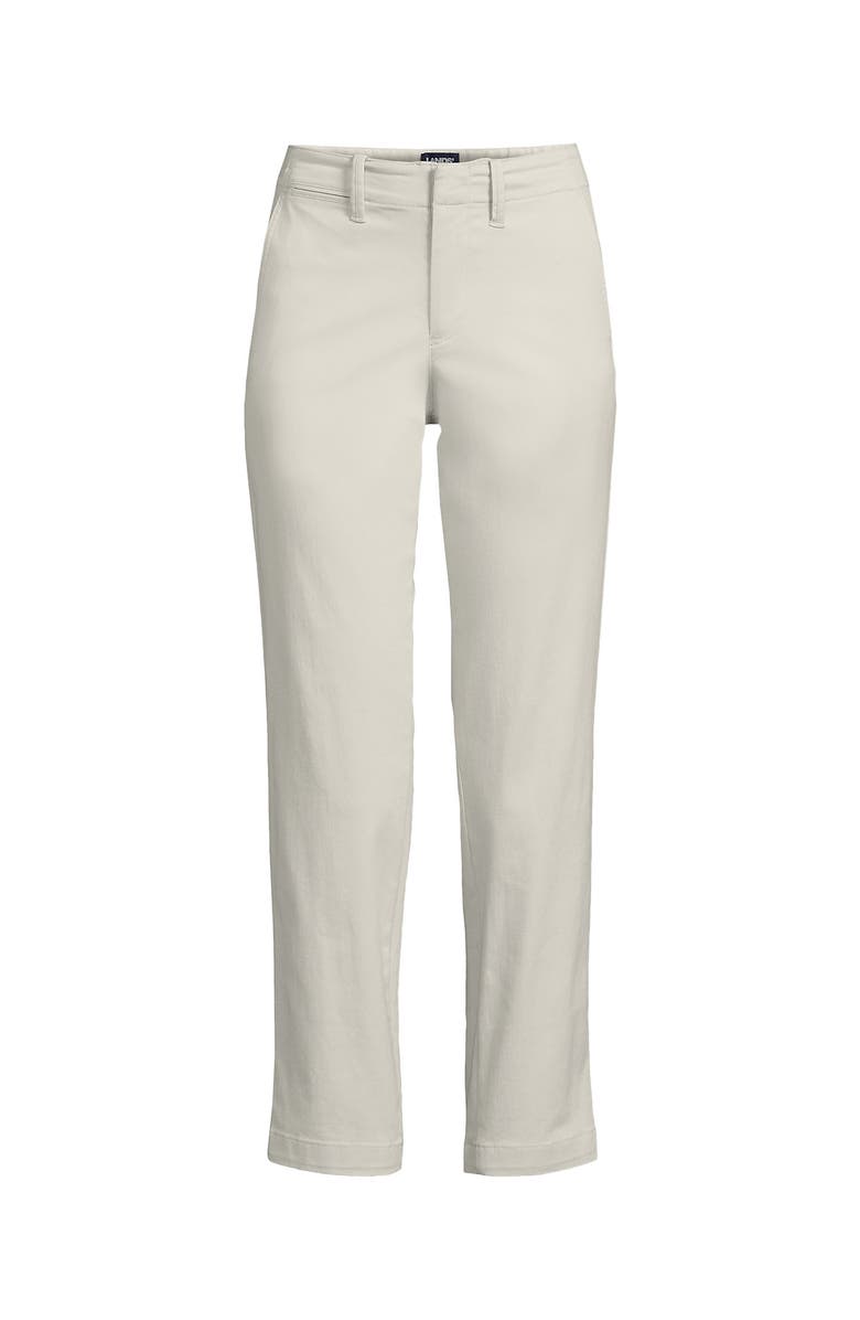 Lands' End Mid Rise Classic Straight Leg Chino Ankle Pants, Alternate, color, Light Stone