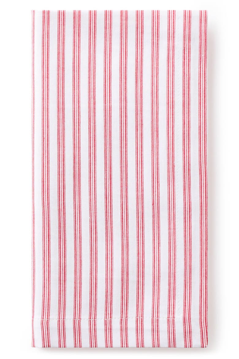 Antique Set of 4 Ticking Stripe Cotton Placemats, Main, color, RED