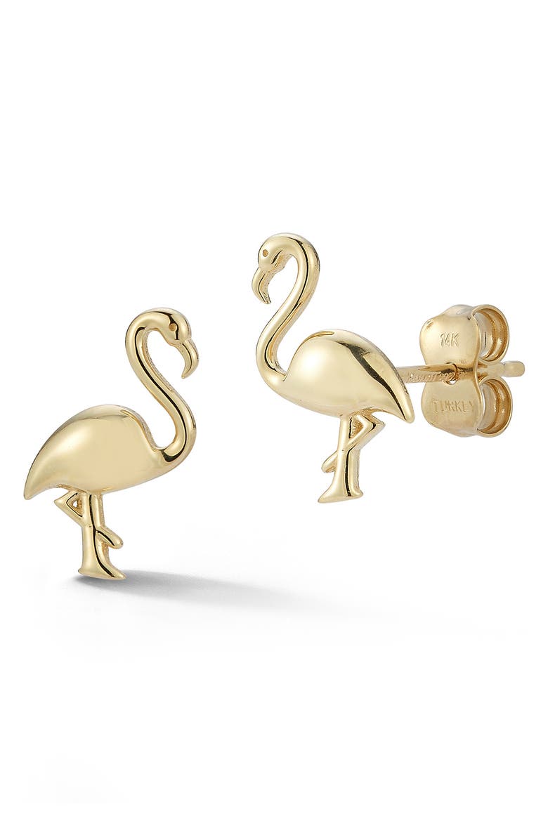 Ember Fine Jewelry 14K Gold Flamingo Stud Earrings, Main, color, Gold