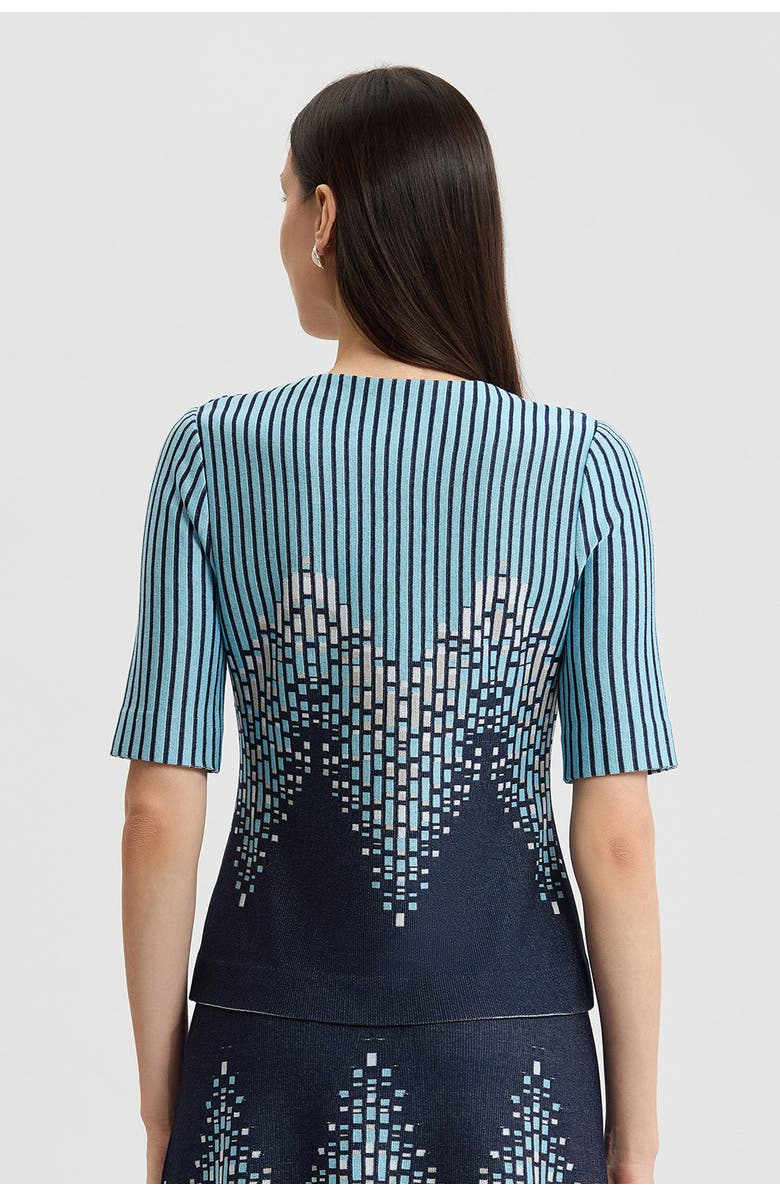 Ming Wang Linear Ombre Soft Knit Top, Alternate, color, Indigo/Limestone/Serene/White