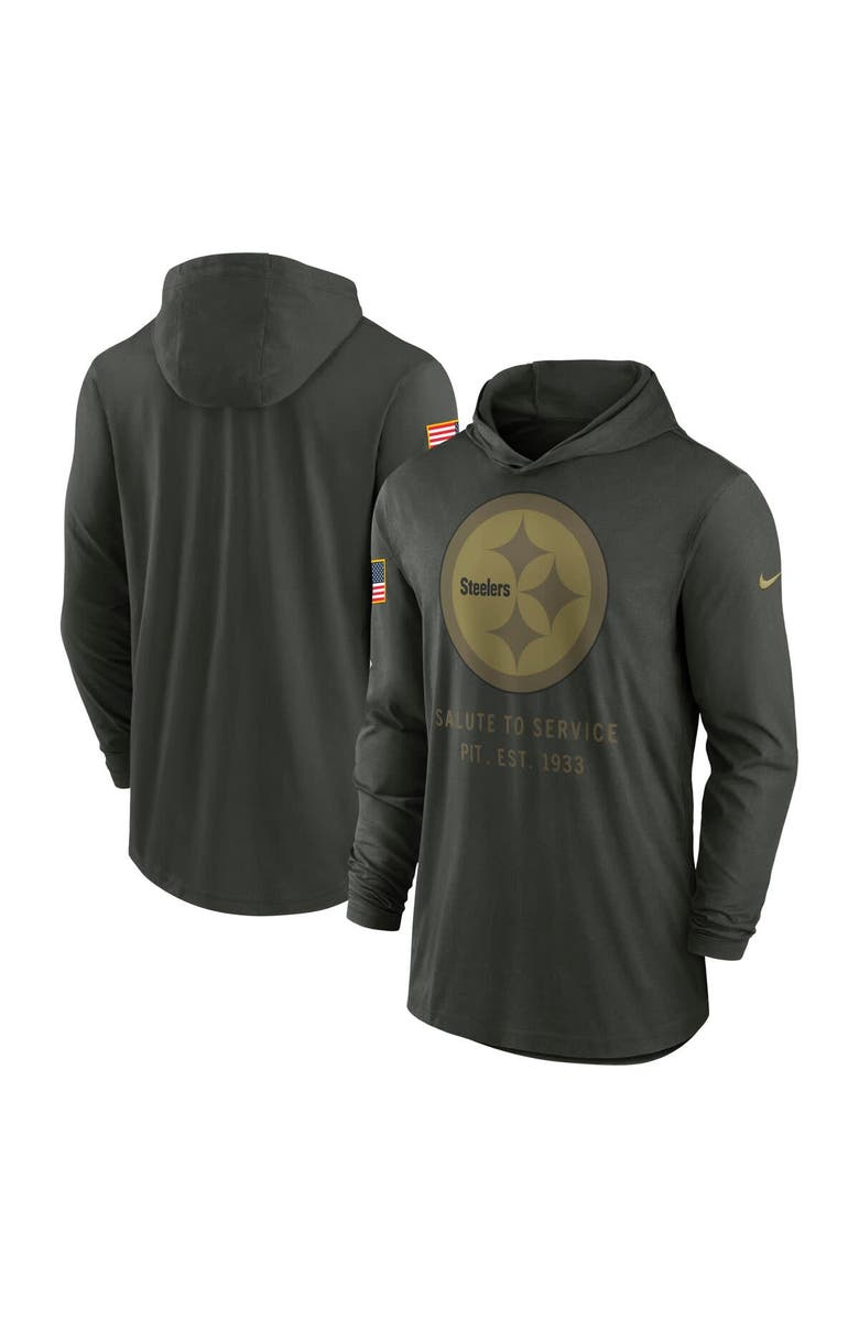 Nike Men's Nike Forest Green Pittsburgh Steelers 2025 Salute to Service Sideline Dri-FIT Lightweight Hooded Pullover, Main, color, Forest Green